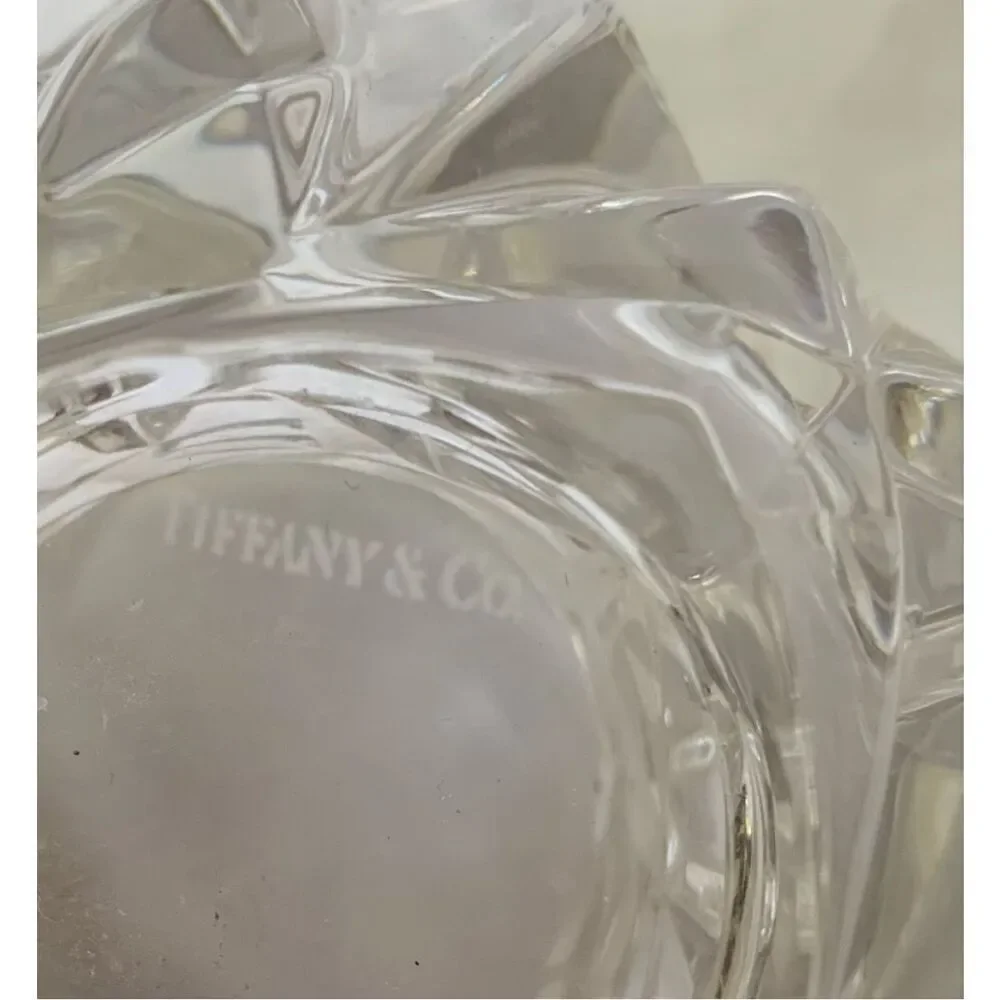 Tiffany & Co. Retired Rock Cut Crystal Glass Votive Candle Tea Light Holder MCM